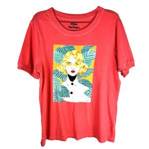 Mad Engine Women's Graphic Tee Shirt Bijou Karmen Short Sleeve Large Tropical